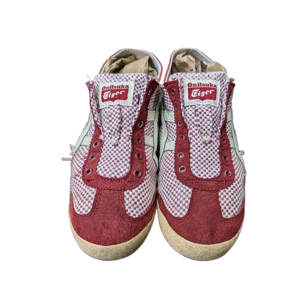 Onitsuka Tiger Mexico 66 Paraty Woven Checkerboard Red Slip-On Shoe Thrashed